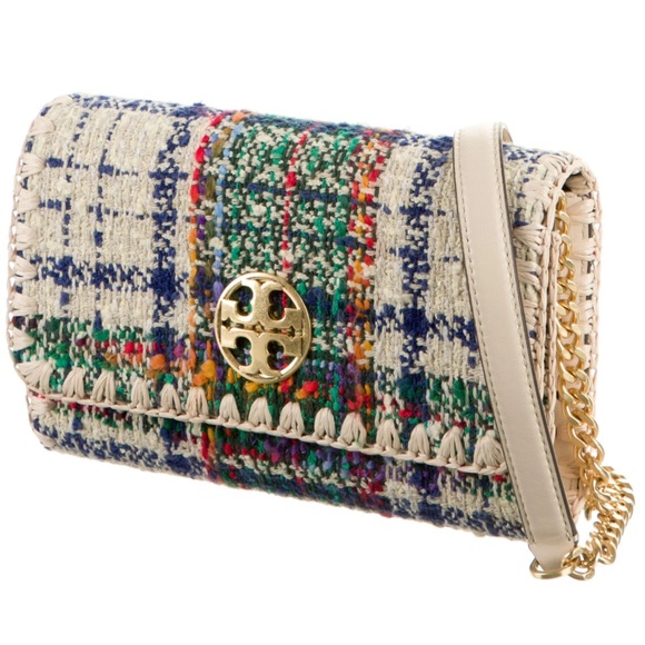 Tory Burch Vintage Willa Tweed Convertible  Bag with Gold Chain - Picture 2 of 11